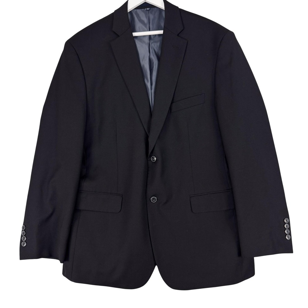 Jos A Bank 1905 Suit Jacket Mens 44R Black Wool Tailored Fit Double Vent 2 Btn